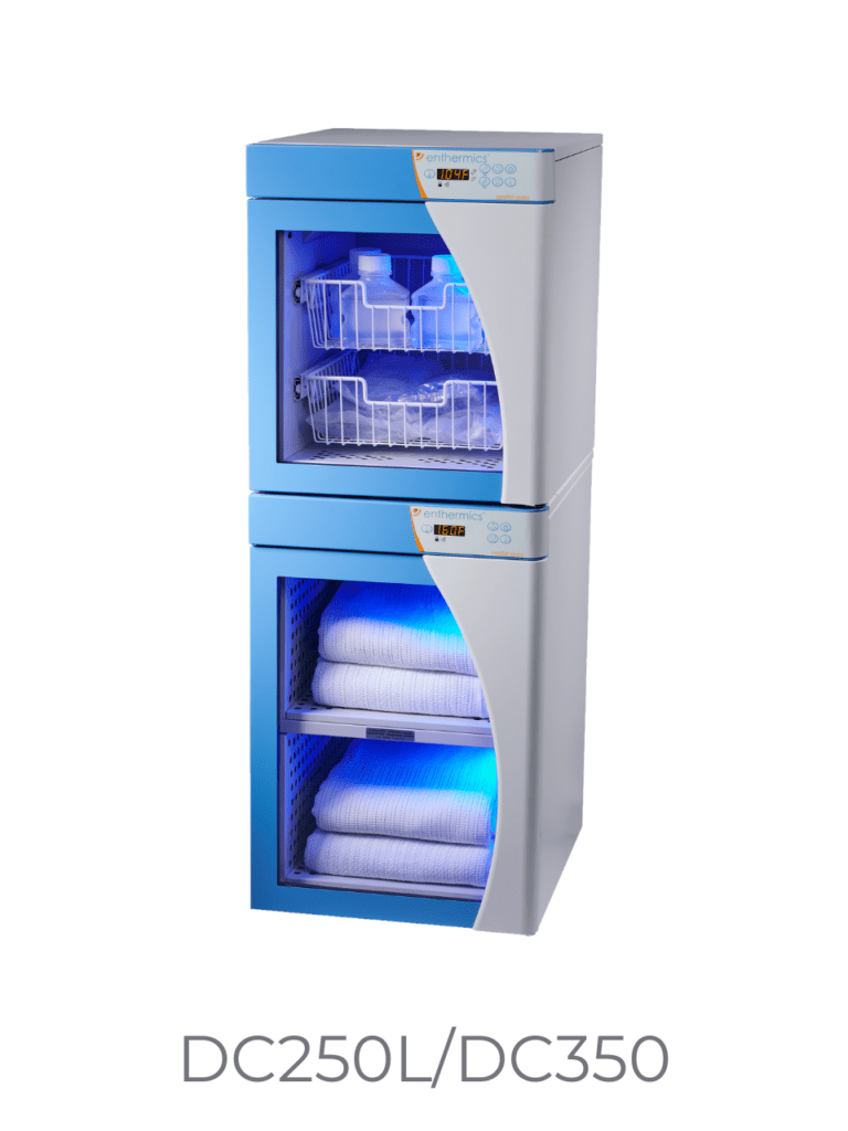 Blanket warmer, fluid warmer, dual cavity blanket and fluid warming cabinet